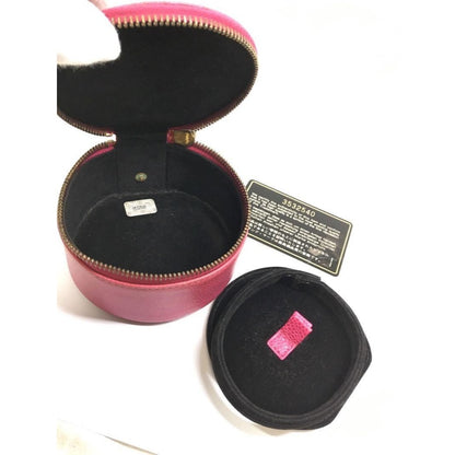 CHANEL CC Caviar Round Pouch Jewelry Travel Case Coin Purse Pink