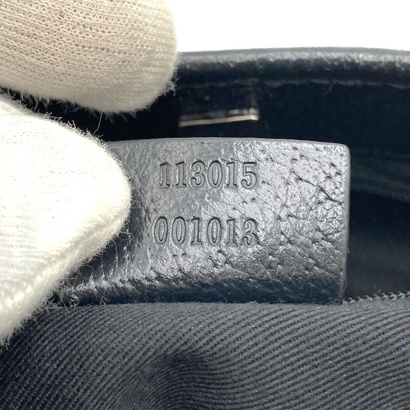 Gucci 113015 Handbag GG Canvas Leather Black Ladies Men Fashion Gift