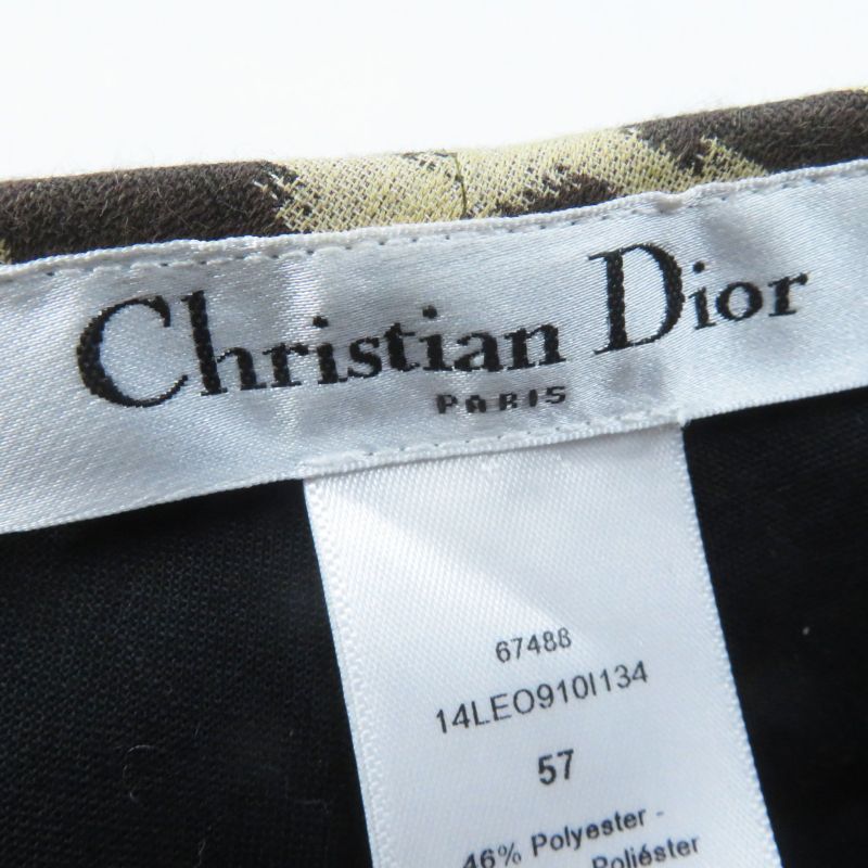 Christian DIOR 14leo910i134 Leopard Pattern Beret Beige Dark Brown 57 Made In