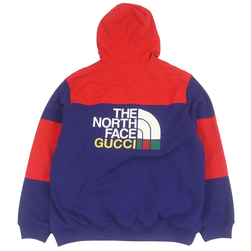 Gucci X The North Face 22SS 671462 Logo Print Hoodie Zip Hoodie Red Blue XXL