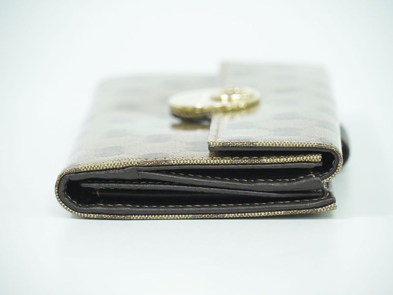 Authentic Gucci GG Crystal Long Wallet Long Wallet Coated Canvas Beige Brown