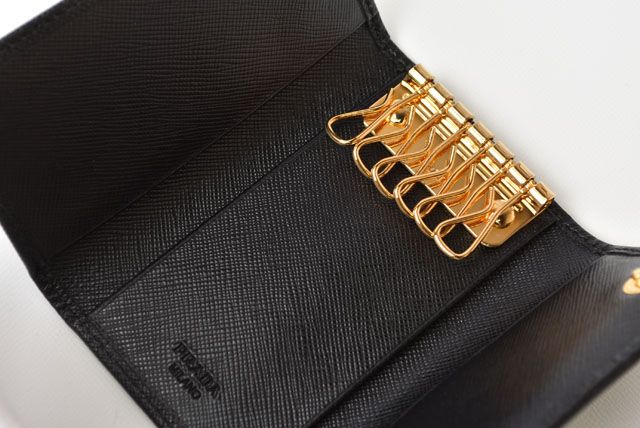 Unused Prada Key Case Key Holder 6 Rings 1pg222 Black