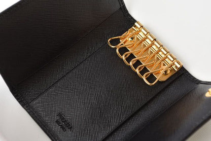 Unused Prada Key Case Key Holder 6 Rings 1pg222 Black