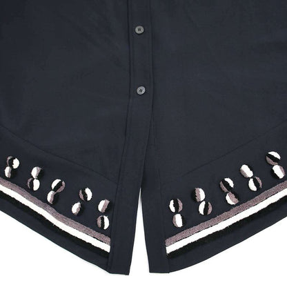 Hermes 2018 Resort Embroidery Design Silk Skirt Navy 38