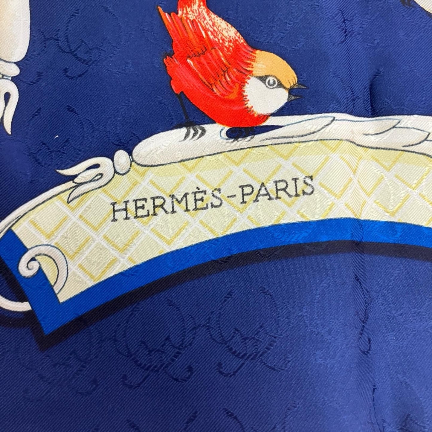 Hermes Scarf Carre90 Key to Freedom Lacledeschamps Blue
