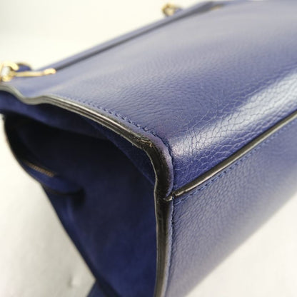 Celine Trapeze 2WAY Shoulder Calf Blue Women's Handbag