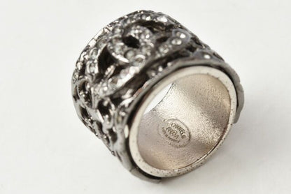 Chanel Ring Chanel Coco Rings Rhinestone Pearl Gunmetal Size 13