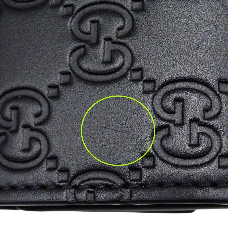 Gucci Key Case Men's Brand Sima Leather Black 779824 6-rib Key Case Small