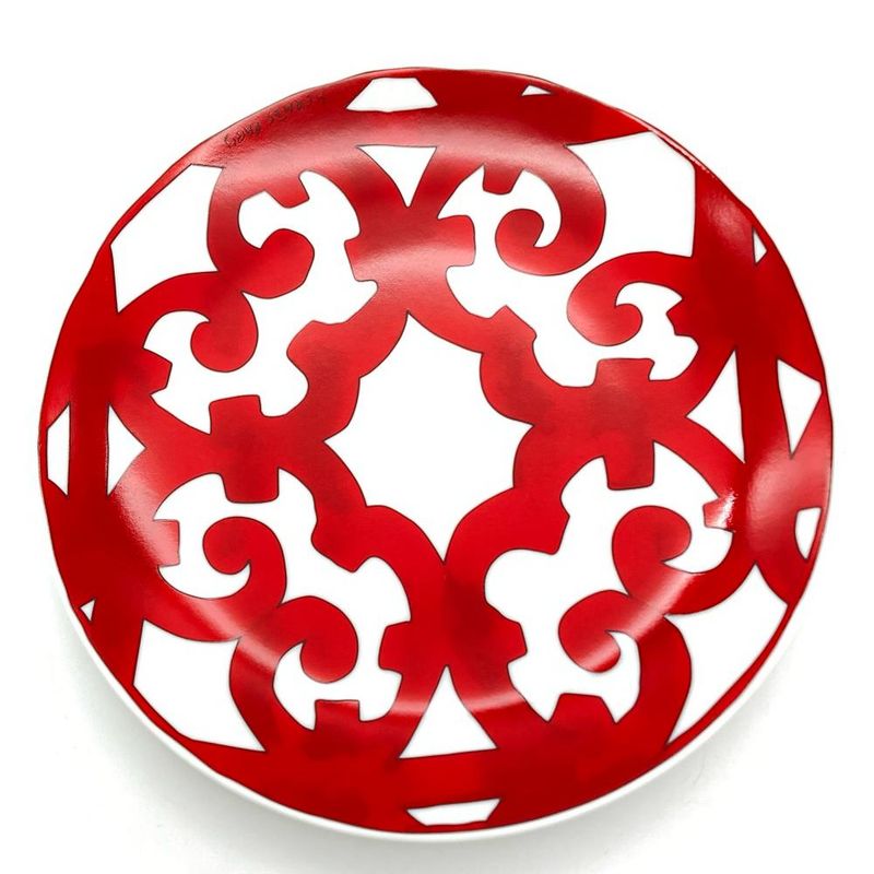 Hermes Gadarkivir Plate Porcelain Red White 17cm (669in) Tableware