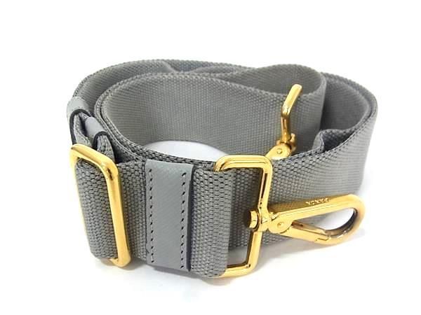 Prada Saffiano Leather And Canvas Bag Shoulder Strap Crossbody Women Gray Fg3390