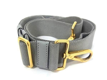 Prada Saffiano Leather And Canvas Bag Shoulder Strap Crossbody Women Gray Fg3390