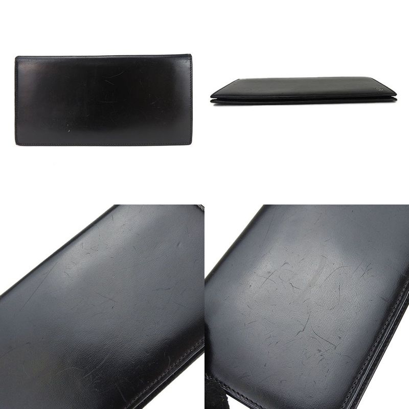 Cartier Bifold Long Wallet Leather Black Everyday Small Item Simple Elegant