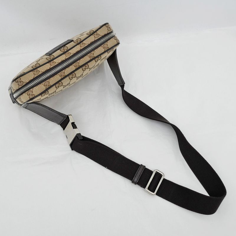 Gucci Waist Bag Body Bag Beige Brown Silver Hardware GG Canvas 449174