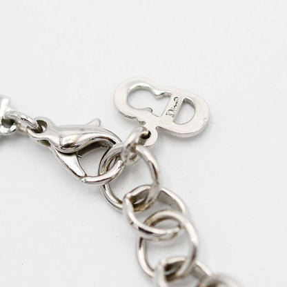 Christian DIOR Bracelet Ribbon CD Logo Silver Color Accessories Women M1688