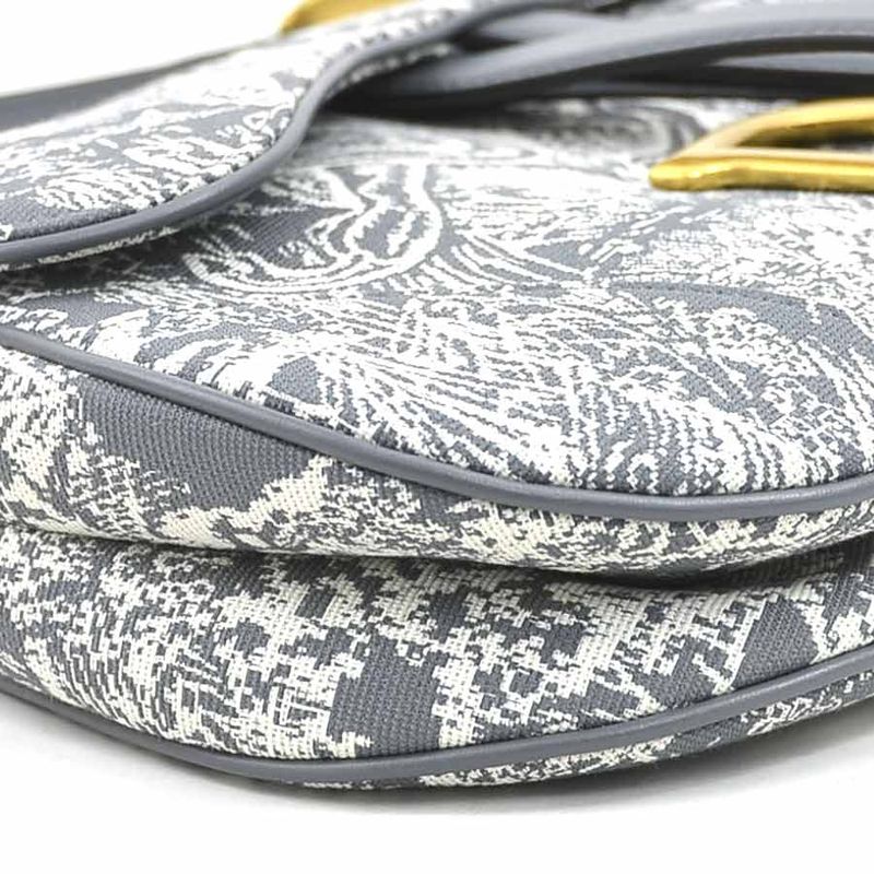 Christian DIOR Shoulder Bag Saddle Bag Toile De Jouy Reverse Jacquard