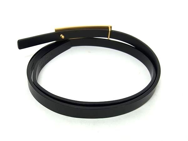 Bvlgari Bvlgari Leather Gold Hardware Belt Ladies Black Bi7678