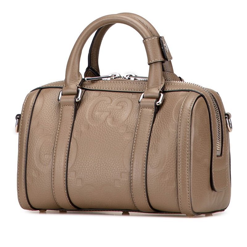 Gucci Jumbo GG Mini Duffle Handbag Shoulder Bag 2WAY 725292 Gray Leather Ladies