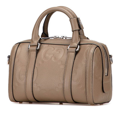 Gucci Jumbo GG Mini Duffle Handbag Shoulder Bag 2WAY 725292 Gray Leather Ladies