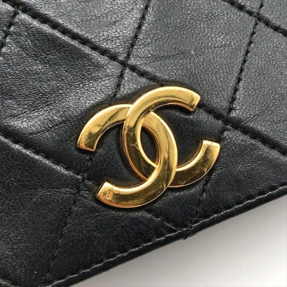 Chanel Quilted Lambskin CC Logo Push Lock Chain Shoulder Bag Black