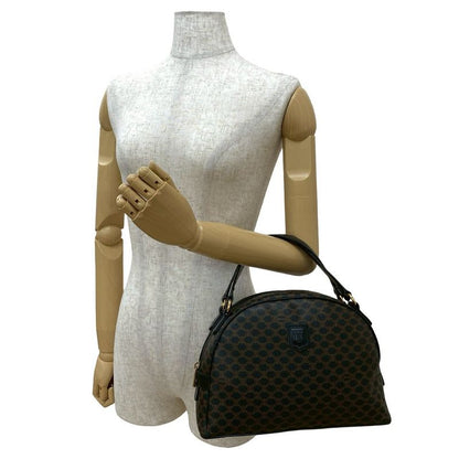 Celine Vintage Macadam Blason Triomphe Pattern Leather Handbag Mini Boston Bag