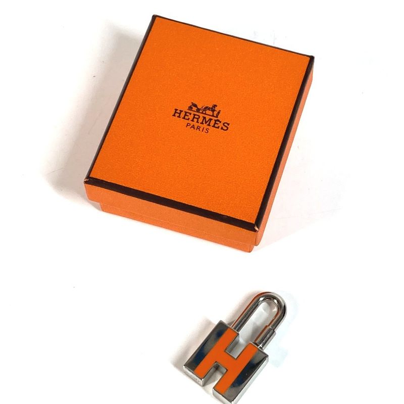 Hermes Pendant Top Cadenna Padlock Charm H Logo Key Metal Silver