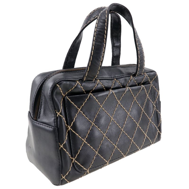 Chanel Wild Stitch Coco Mark Calf Black Women's Handbag