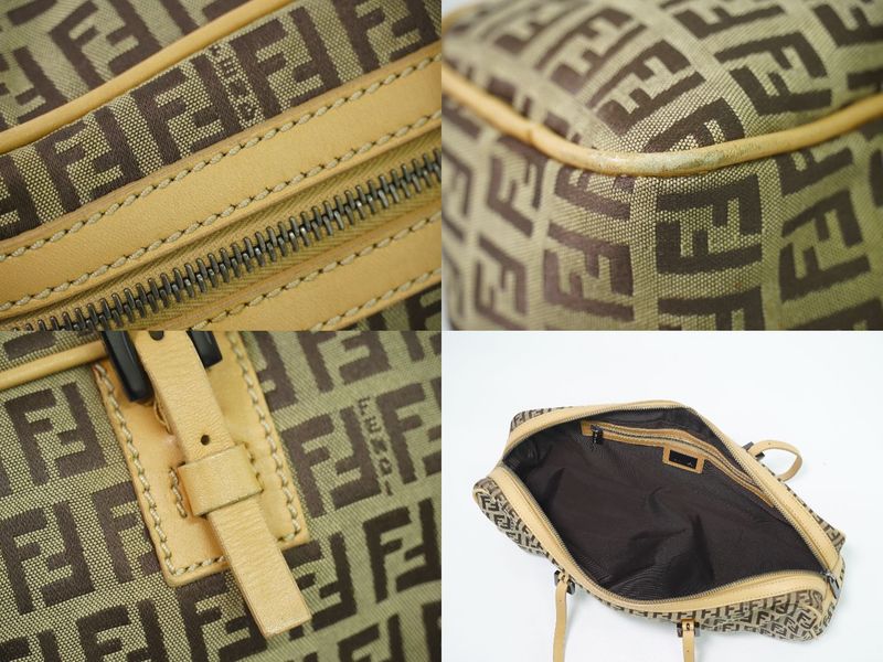 Object Fendi Zucchino Handbag Canvas Beige 8bl006 Zucchino Bag Pre-owned