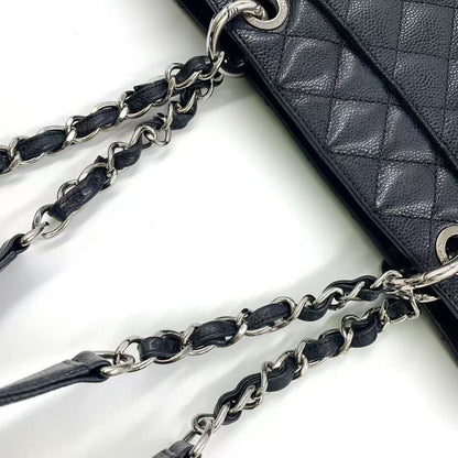 Chanel GST Tote Bag Matelasse 13th Caviar Skin Black Shoulder Bag Silver