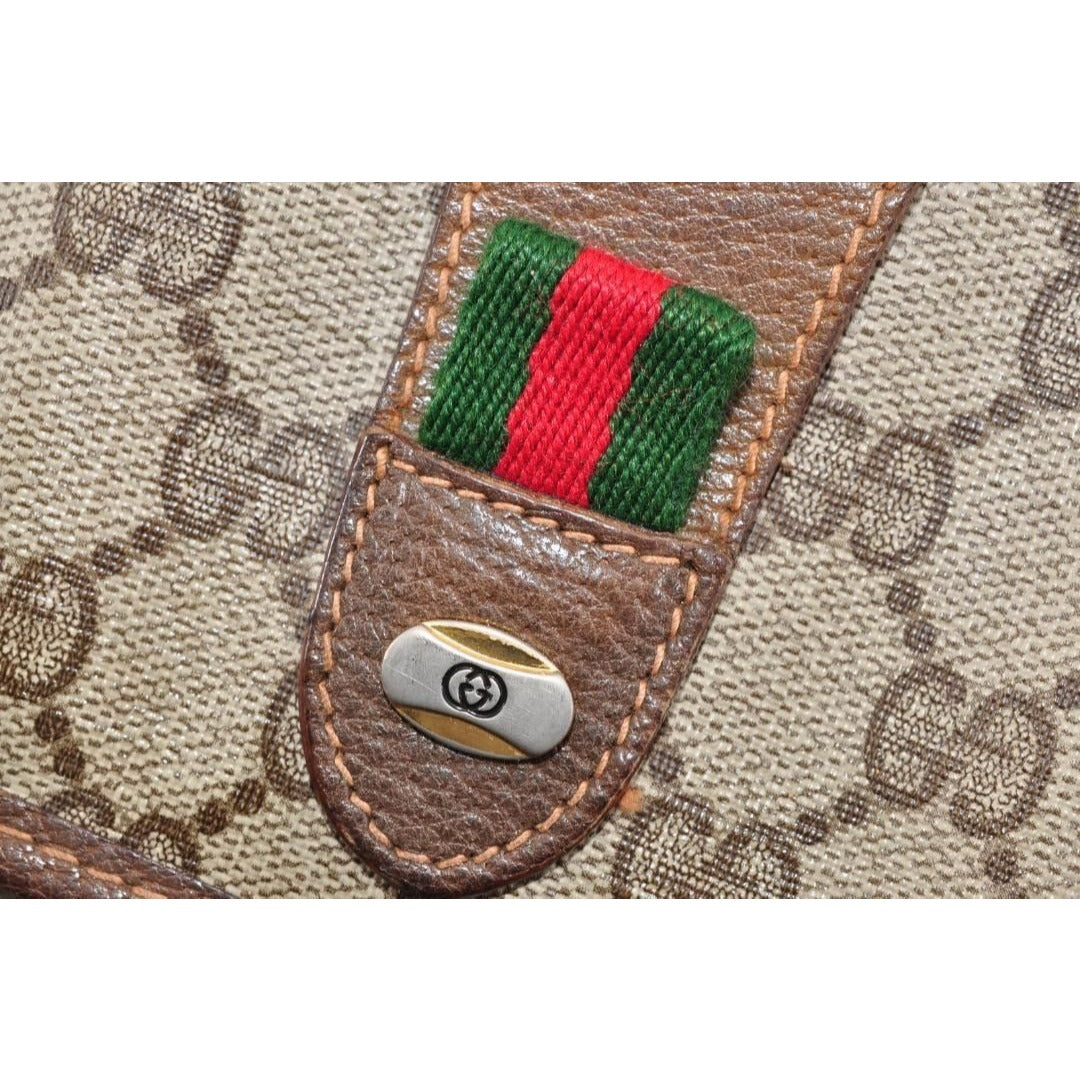 Gucci GG Supreme Ophidia Sherry Line Clutch Bag Wallet Web Canvas Tan