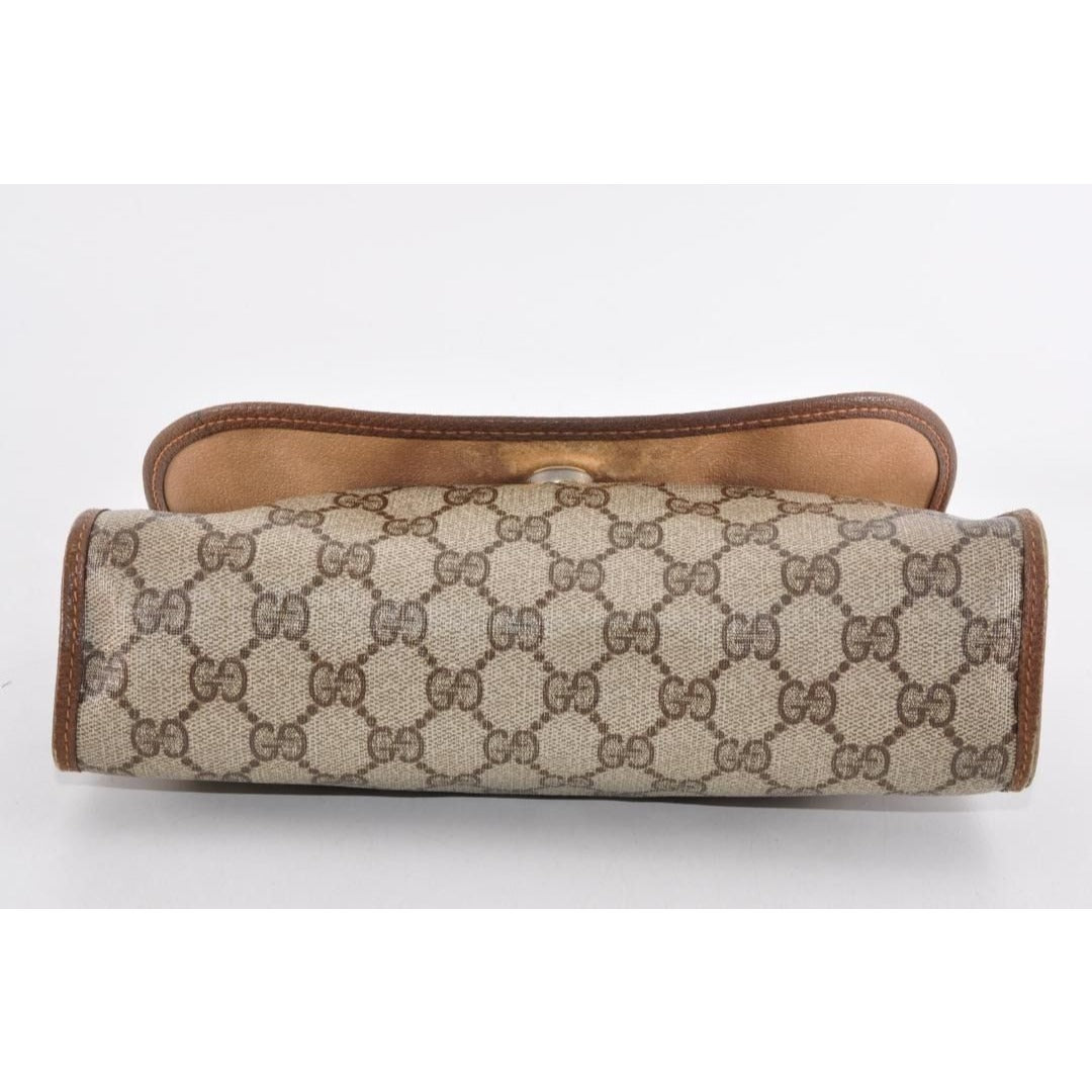 Gucci GG Supreme Ophidia Sherry Line Clutch Bag Wallet Web Canvas Tan