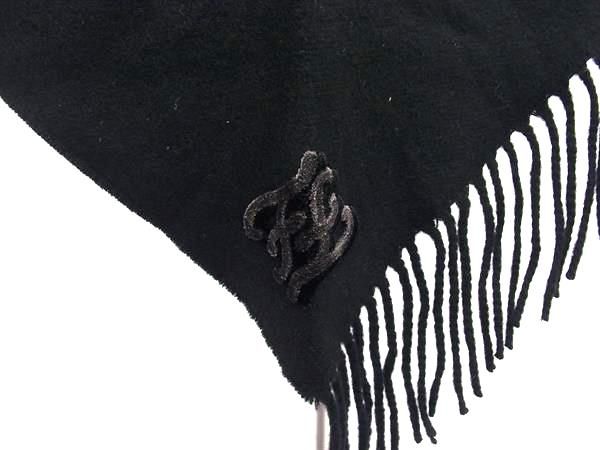 Fendi Carligraphy Cashmere And Wool Stole Shawl Winter Warmer Poncho Black