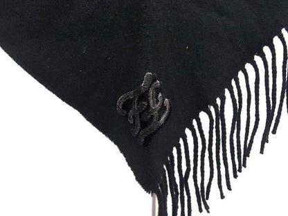 Fendi Carligraphy Cashmere And Wool Stole Shawl Winter Warmer Poncho Black