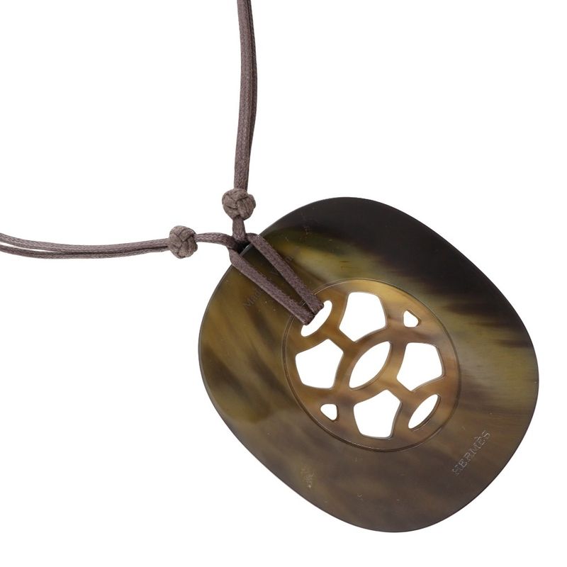 Hermes Lift GM Buffalo Horn Black Ladies 25.1g Necklace