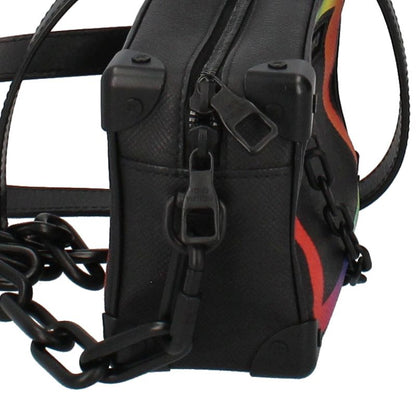 Louis Vuitton Mini Soft Trunk M30351 Taiga Men's Shoulder Bag Black Excellent