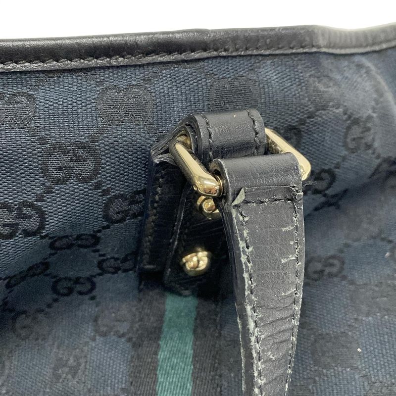 Gucci Tote Bag GG Pattern 139260 Black×navy×dark Green Leather