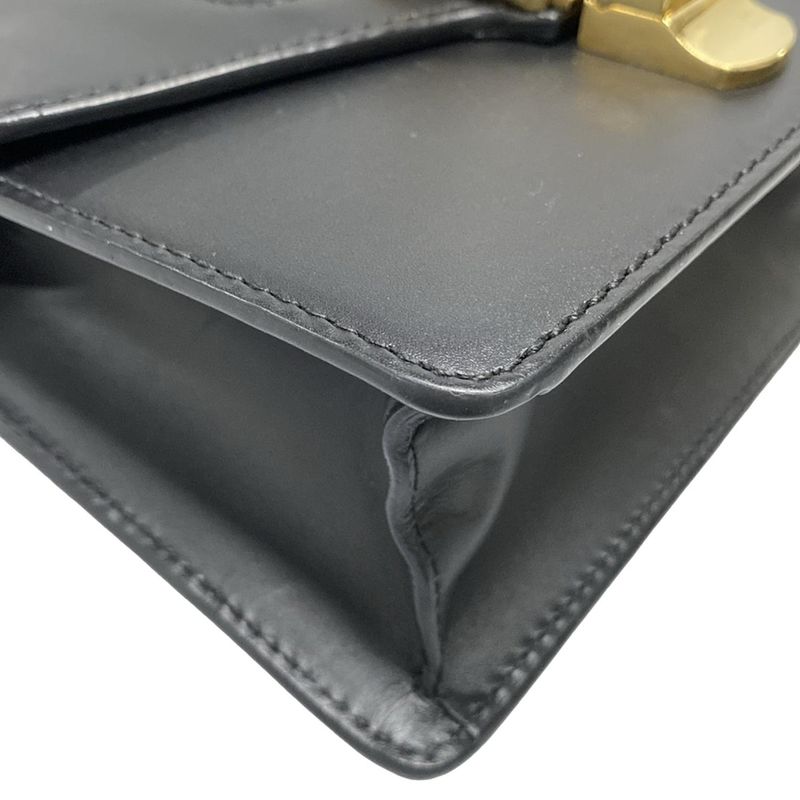 Gucci Shoulder Bag Sylvie Mini 431666 Black Green And Red Chain Shoulder Leather