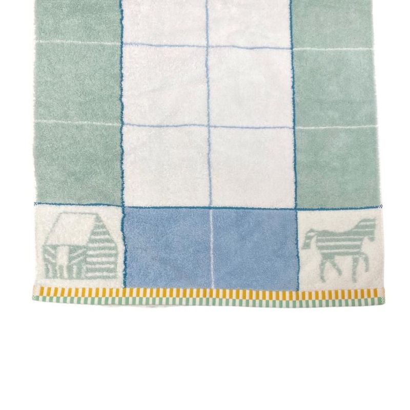 Hermes Face Towel Beach Towel Purse H103622m 02 Cotton White Blue Green Les