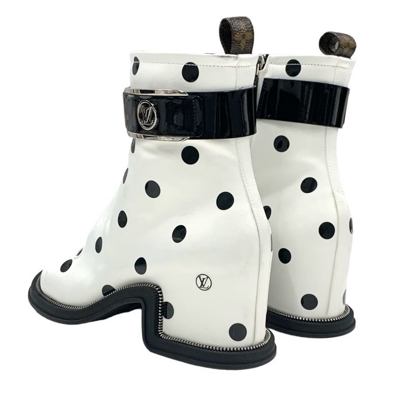 Louis Vuitton Moonlight Line Boots Short Boots Shoes Satin White Black Ankle