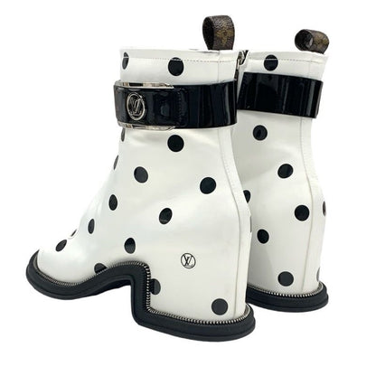Louis Vuitton Moonlight Line Boots Short Boots Shoes Satin White Black Ankle