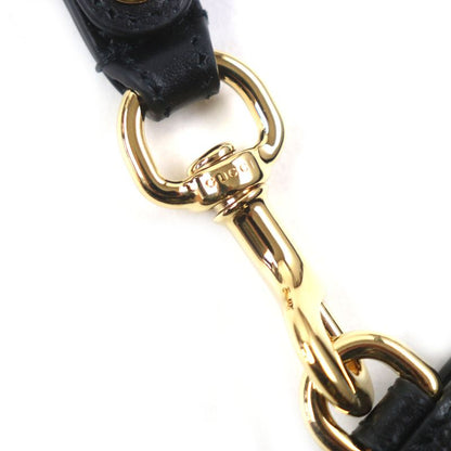 Gucci 700524 Leather Clutch Bag With Horsebit Strap Black Gold Hardware