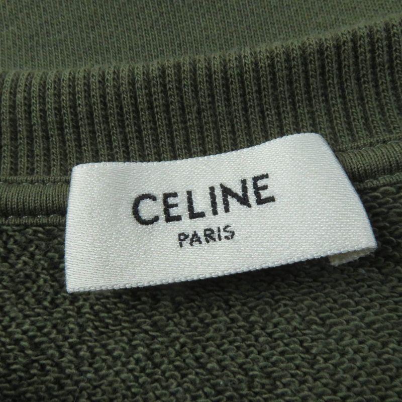 Celine 2y19a670q 100% Cotton Oversized Cropped T-shirt With Logo Sweatshirt