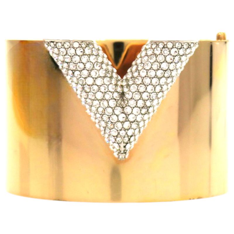 Louis Vuitton Escential V M68157 GP Rhinestone Gold Bangle LV 1002 Louis Vuitton