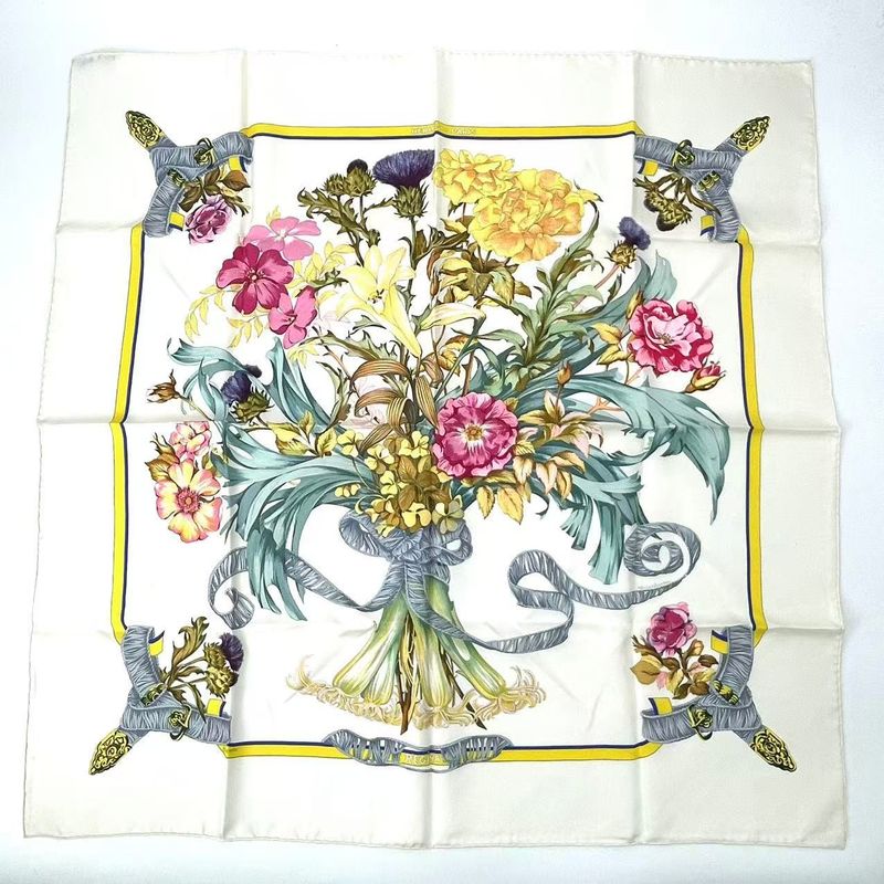 Hermes Scarf Carre 90 Silk Regina Her Majesty The Queen White