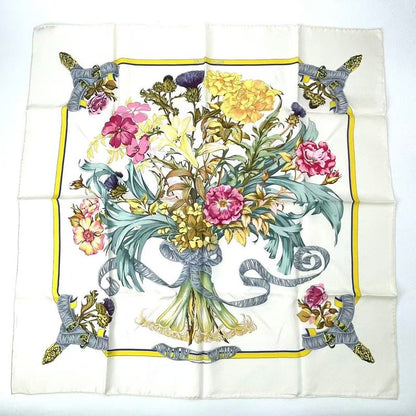 Hermes Scarf Carre 90 Silk Regina Her Majesty The Queen White