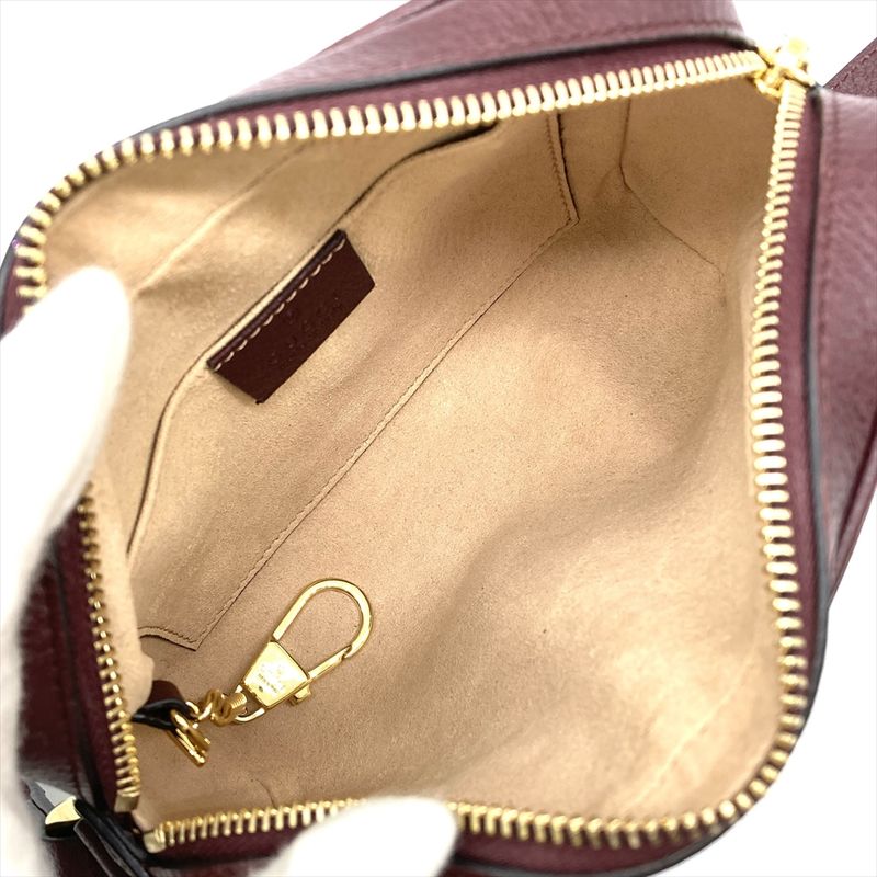 Gucci Ophidia Shoulder Bag Leather Bordeaux Gold Hardware Women