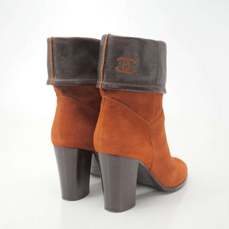 Chanel Boots Size 37C Middle Boots CC Logo Coco Mark Suede Shoes Made In