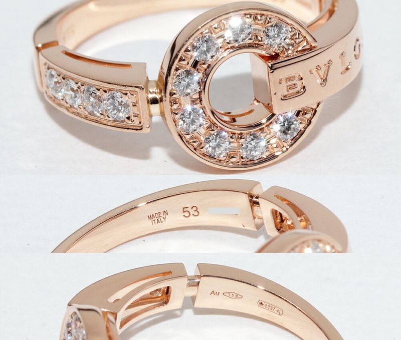 Bulgari Bvlgari Ring 18K Pink Gold Diamond 028ct Bvlgari Pave Diamond Ring