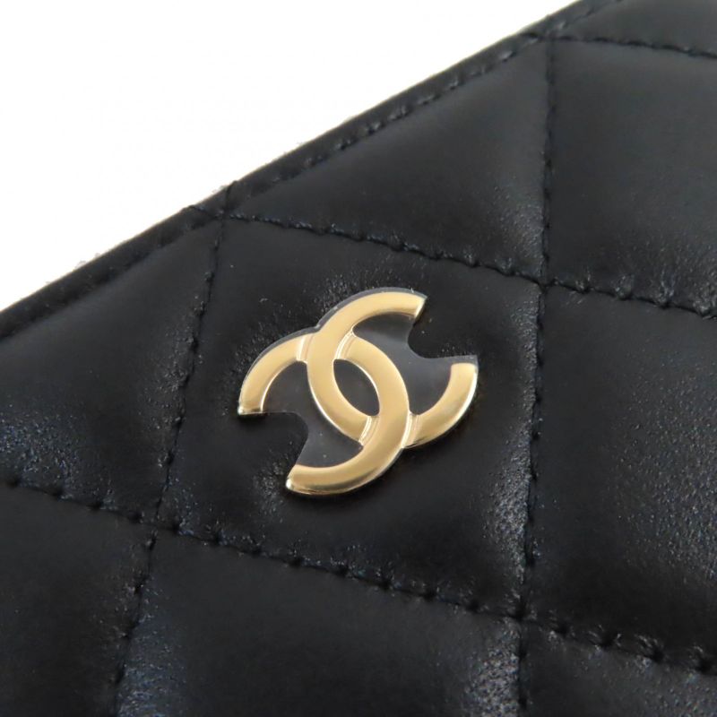 CHANEL Ap0216 Classic Zip Coin Purse Matelasse Coco Mark Hardware Leather Coin