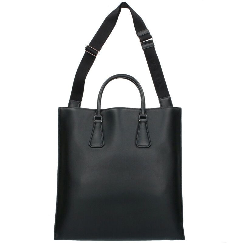 Prada 2vg111 Logo Plate Leather 2WAY Tote Bag Men's