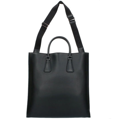 Prada 2vg111 Logo Plate Leather 2WAY Tote Bag Men's
